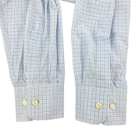 Quiet Luxury Valentino Roma Dress Shirt Men 17.5 Blue Check Italian - Picture 6 of 14